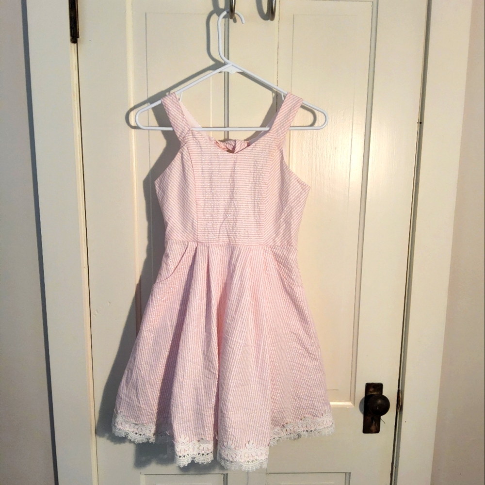 Girl's dress pink stripes sparkle